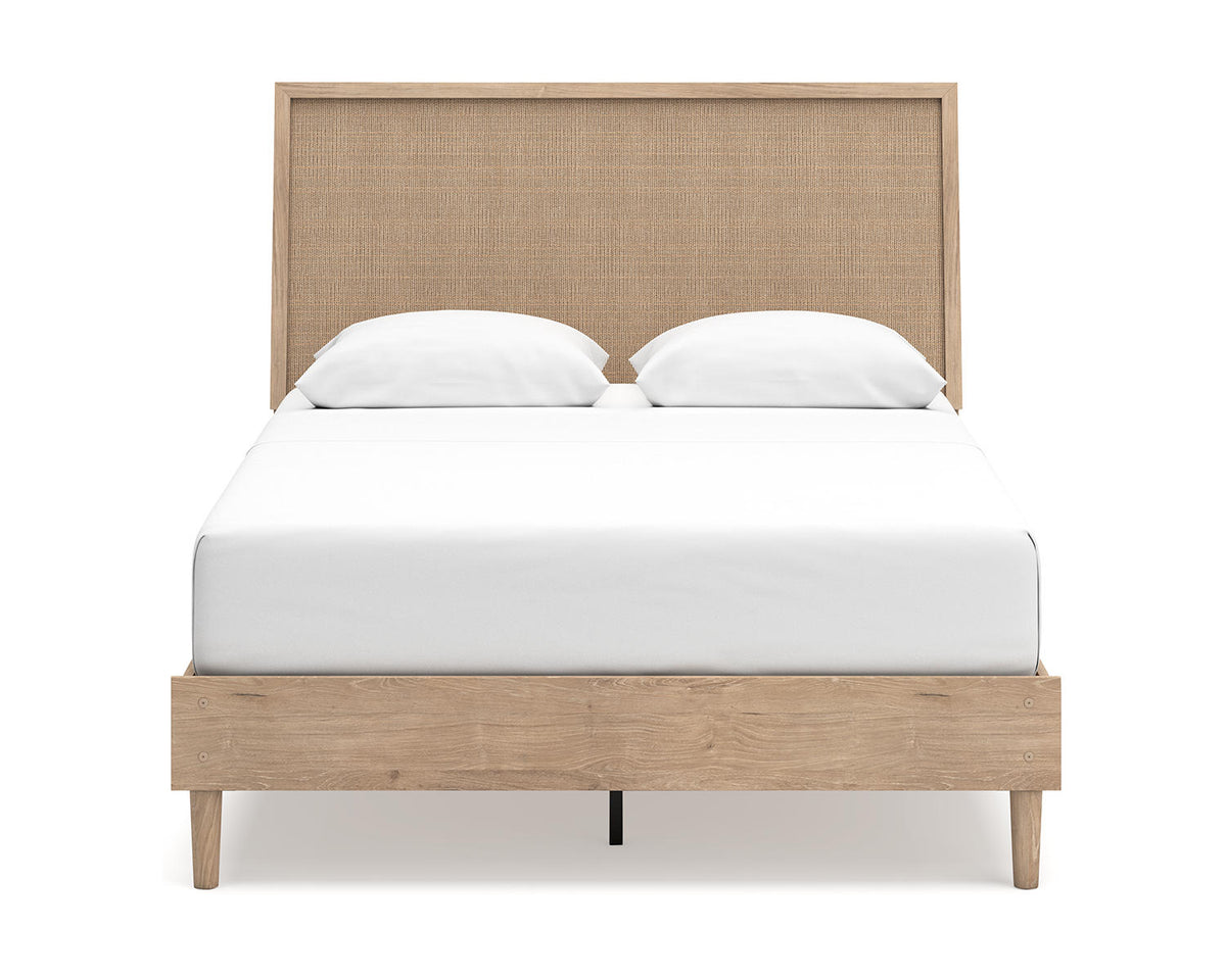 Cama Queen con paneles, cómoda y mesita de noche Cielden