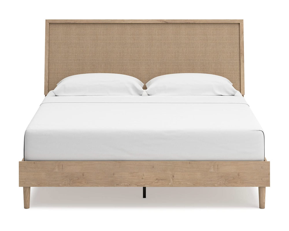 Cama King con paneles, tocador y espejo Cielden