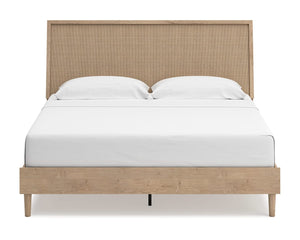 Cama King con paneles, tocador y espejo Cielden