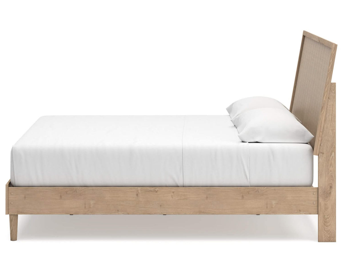 Cama King con paneles, tocador y espejo Cielden