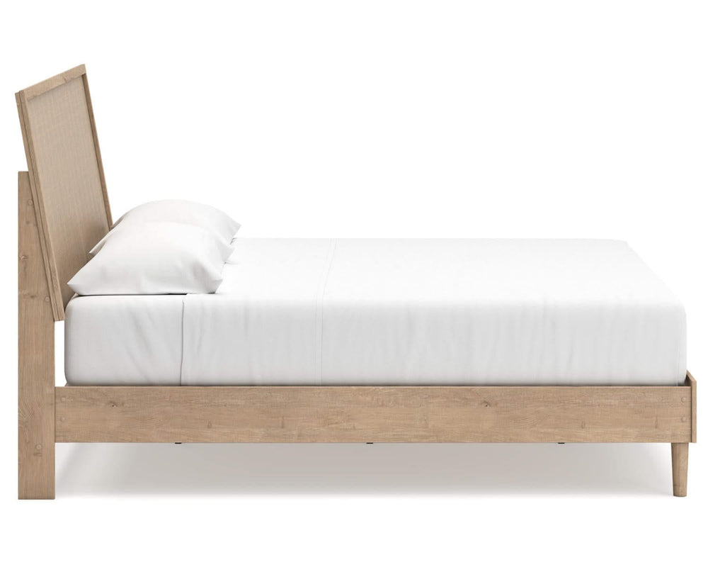 Cama King con paneles, tocador y espejo Cielden