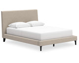 Cama tapizada Cielden Queen, cómoda y dos mesitas de noche