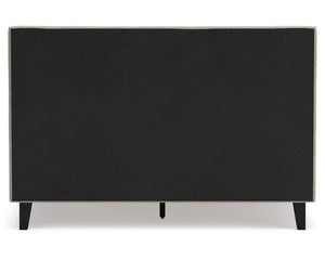 Cama tapizada Cielden Queen, cómoda y dos mesitas de noche