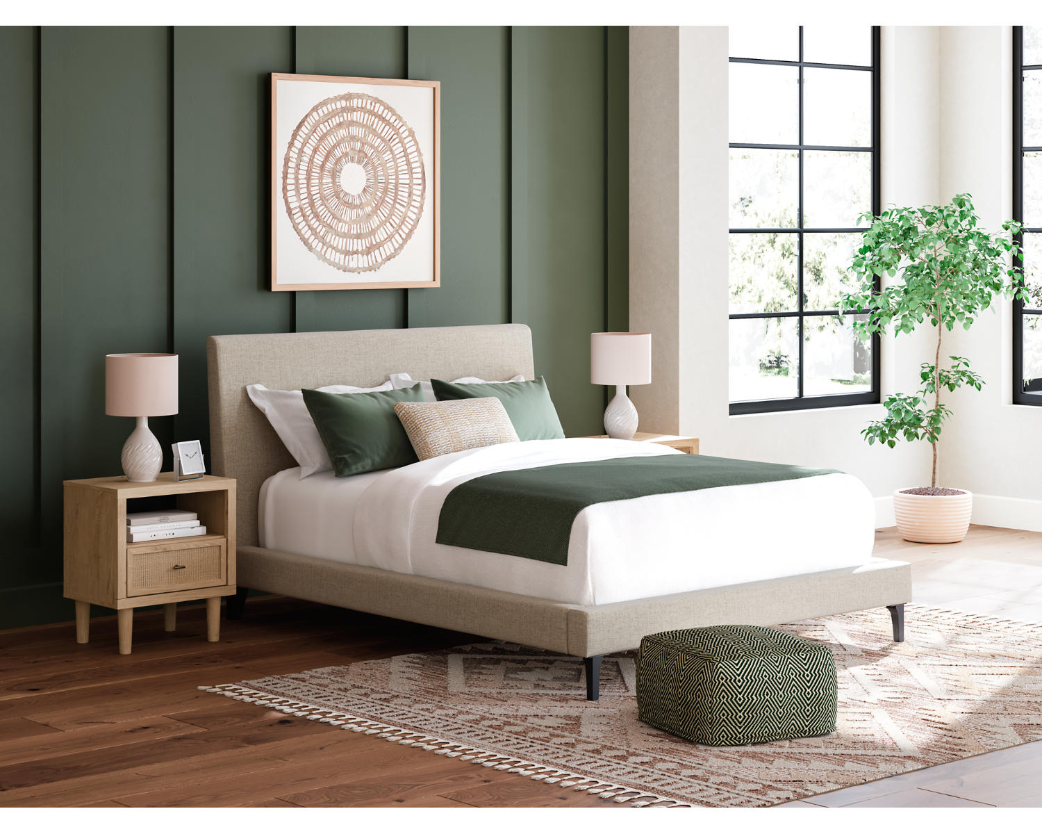 Cielden Queen Upholstered Bed with Roll Slats