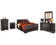 Huey Vineyard Queen Sleigh Bed with Dresser, Mirror, Chest and Nightstand