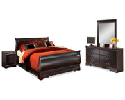 Huey Vineyard Queen Bed with Mirrored Dresser and Nightstand