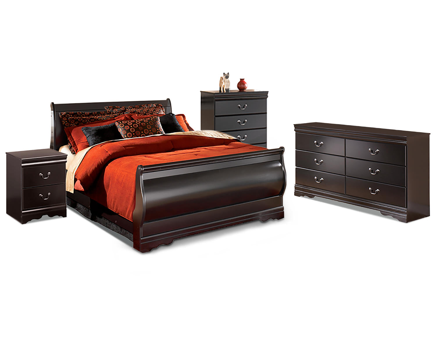 Huey Vineyard Queen Sleigh Bed, Dresser, Chest and Nightstand