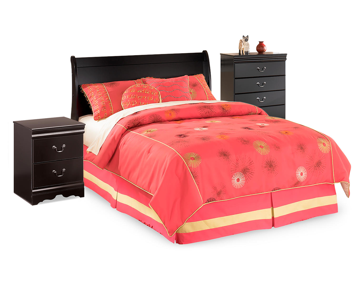 Huey Vineyard Full Sleigh Headboard, Chest and Nightstand