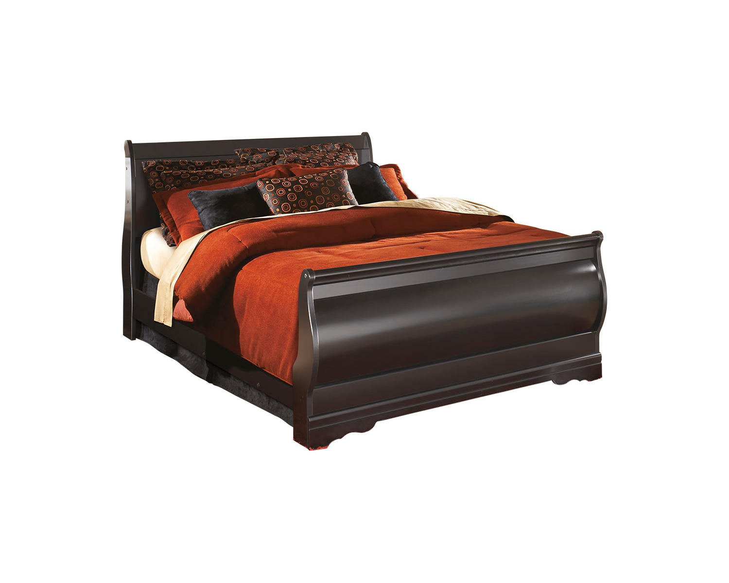 Huey Vineyard Queen Sleigh Bed with Mirrored Dresser and 2 Nightstands