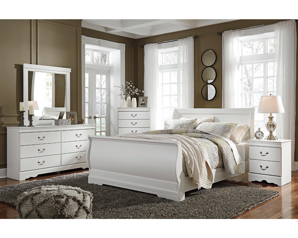 Anarasia Queen Sleigh Bed, Dresser and Mirror