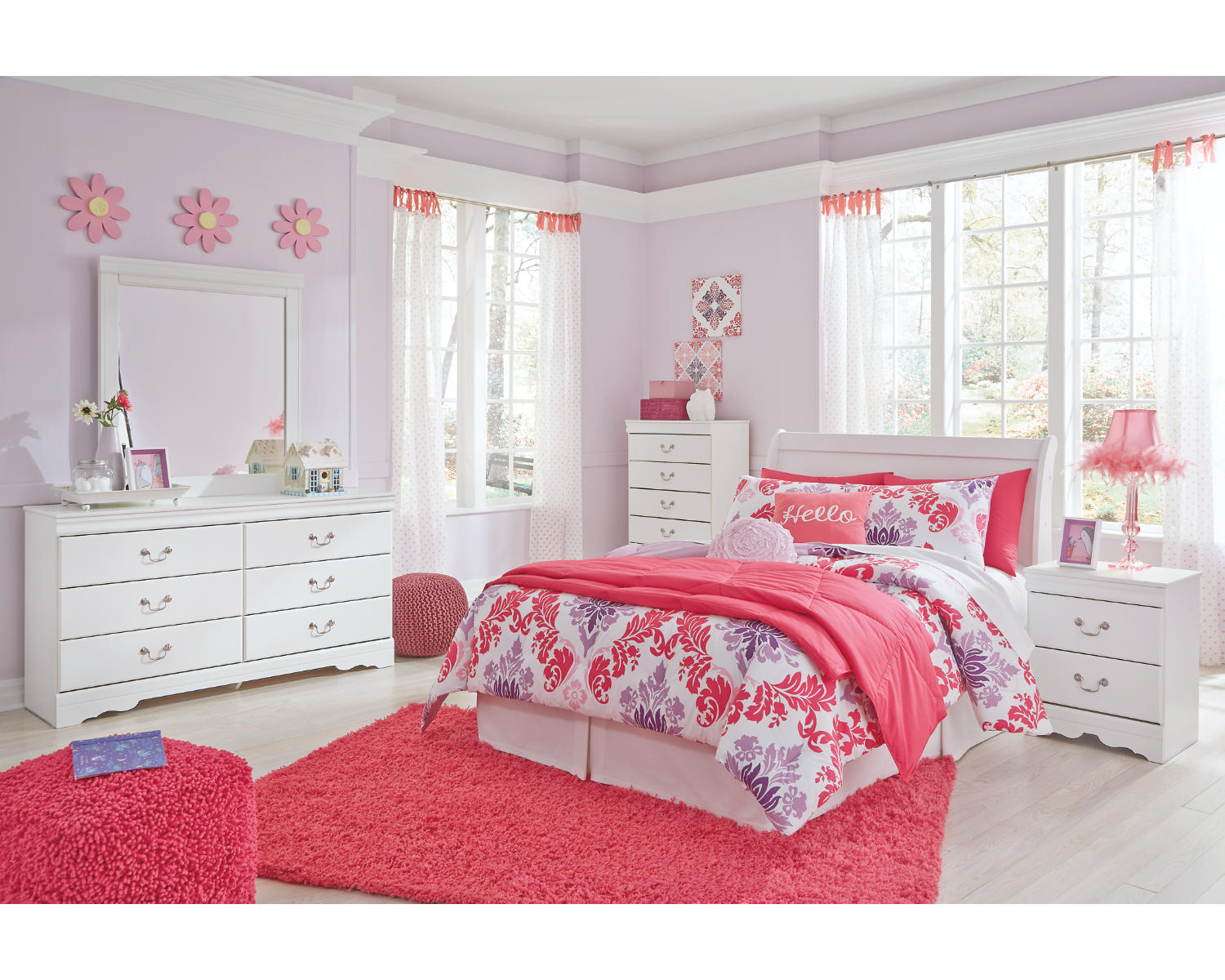 Anarasia Full Sleigh Headboard, Dresser and Mirror