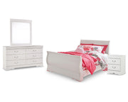Anarasia Full Sleigh Bed with Dresser, Mirror and Nightstand