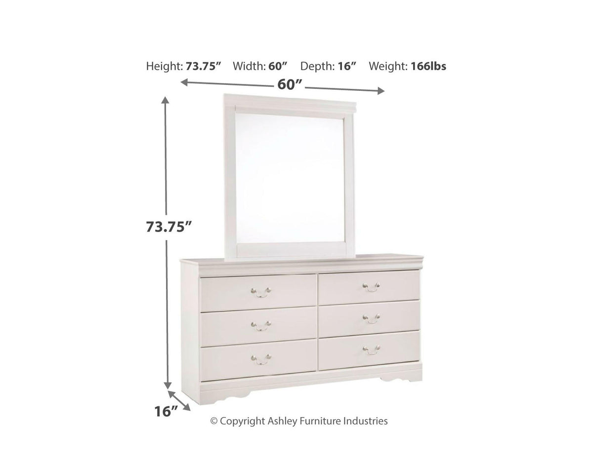 Anarasia Queen Sleigh Bed, Dresser and Mirror