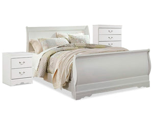 Anarasia Queen Sleigh Bed with Chest of Drawers and Nightstand