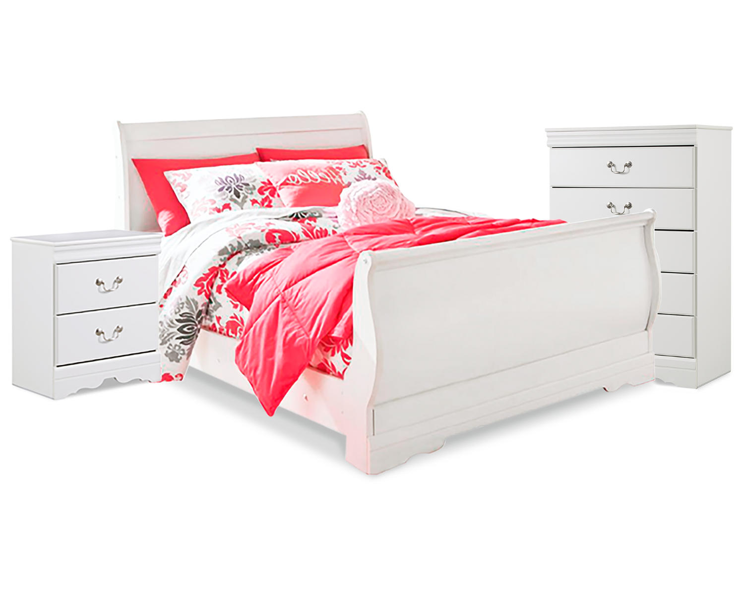 Anarasia Full Sleigh Bed, Chest and Nightstand