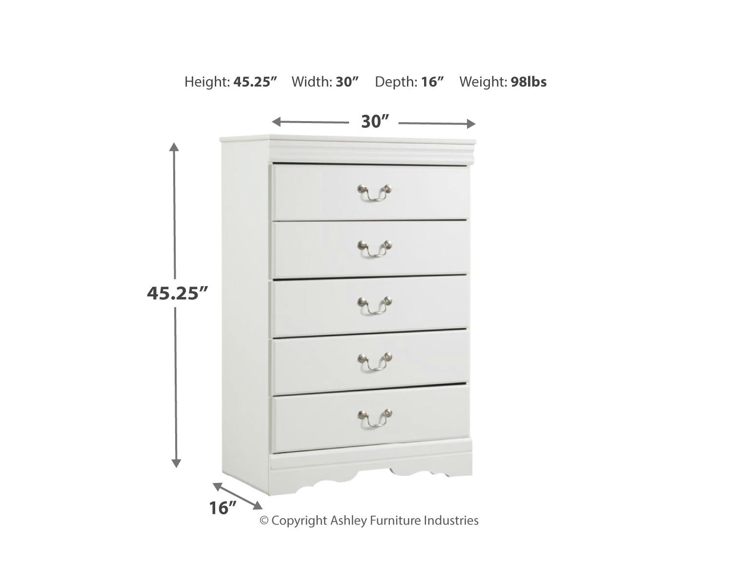 Anarasia Queen Sleigh Bed with Chest of Drawers and Nightstand