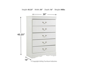 Anarasia Queen Sleigh Bed with Chest of Drawers and Nightstand