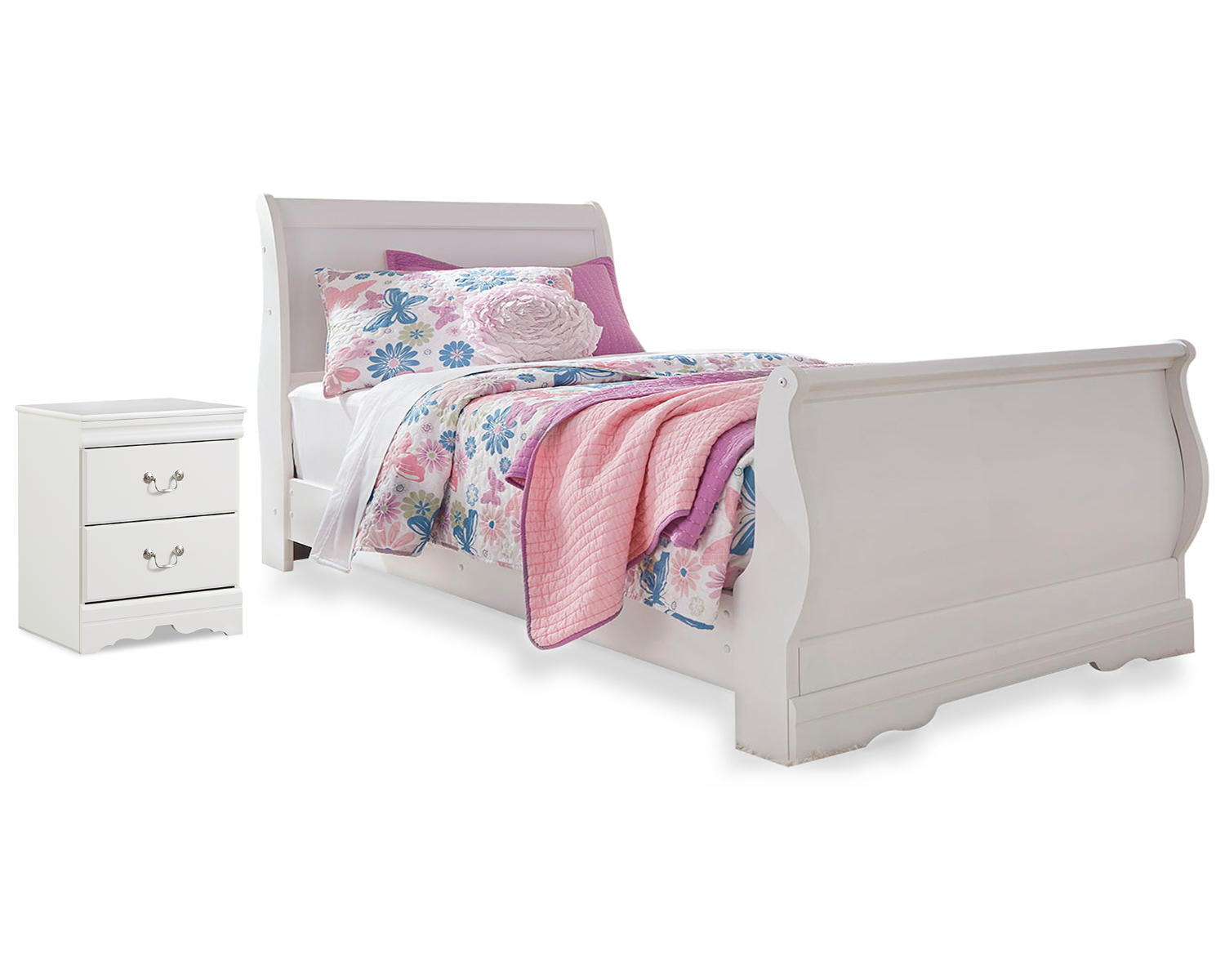 Anarasia Twin Sleigh Bed with Nightstand