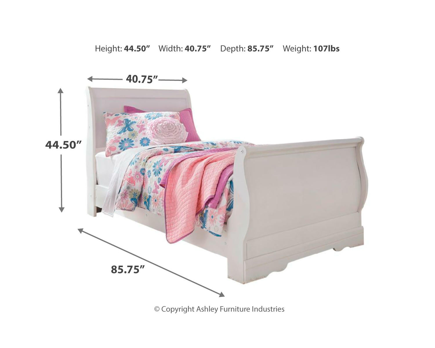 Anarasia Twin Sleigh Bed and Chest
