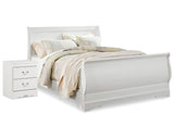 Cama tipo trineo Anarasia Queen y mesita de noche