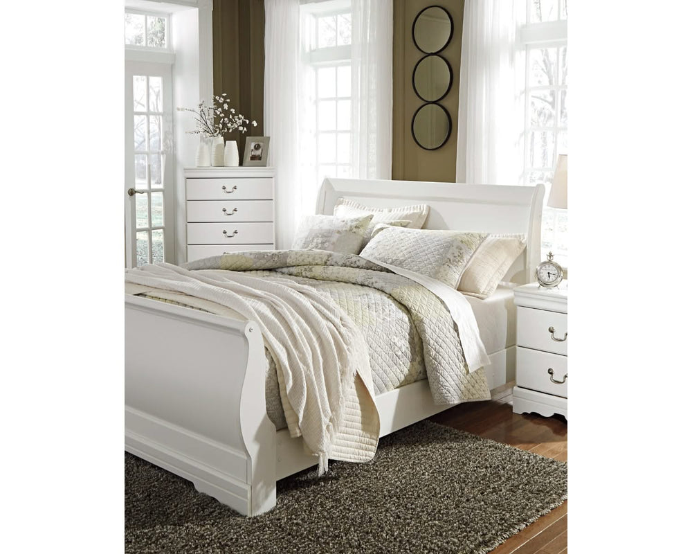 Anarasia Queen Sleigh Bed with Chest of Drawers and Nightstand