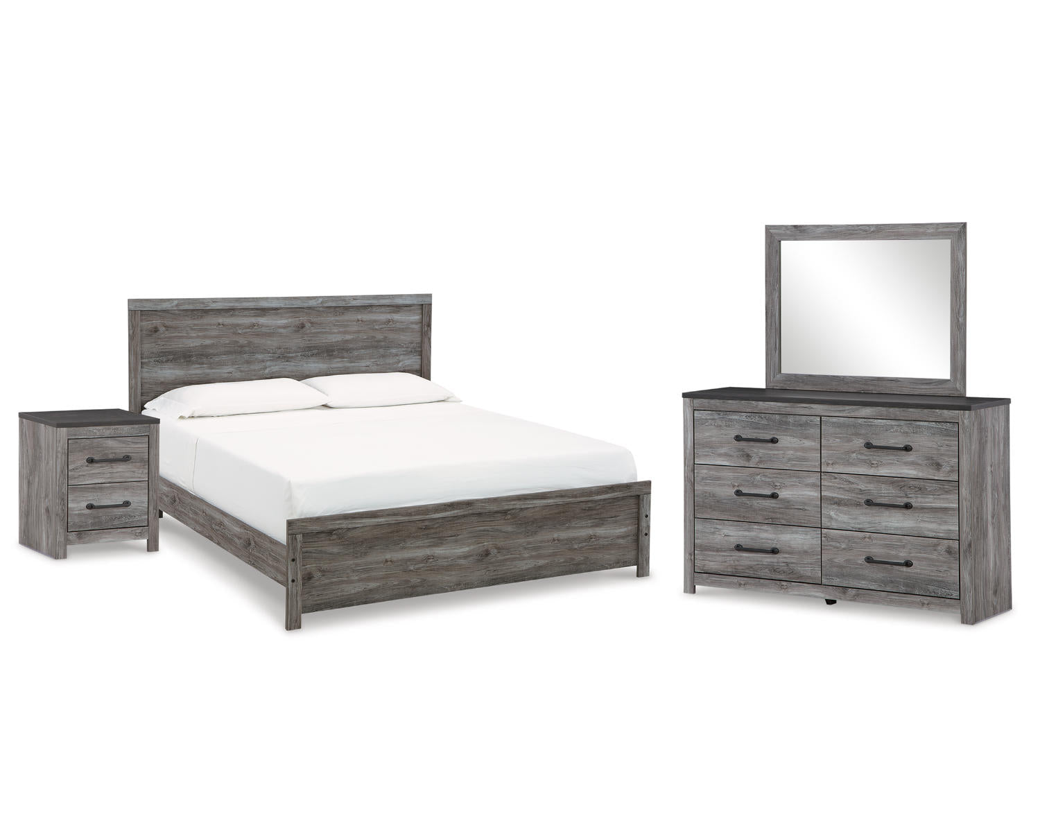 Bronyan King Panel Bed, Dresser, Mirror and Nightstand