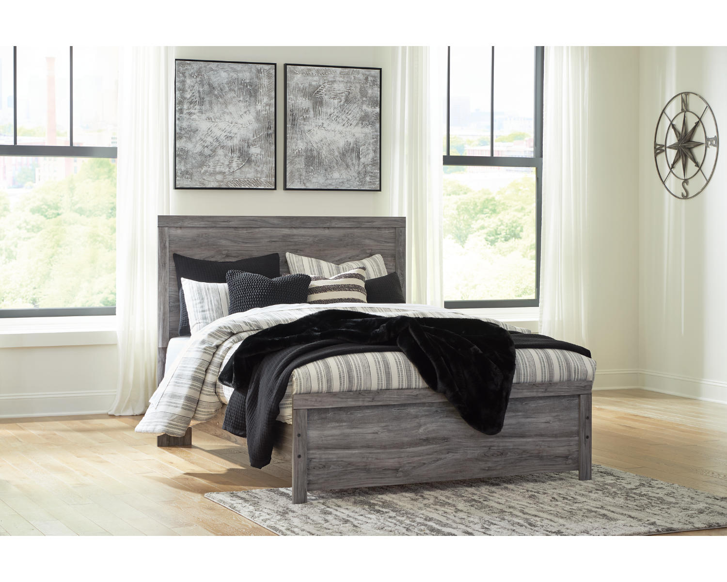 Bronyan Queen Panel Bed, Dresser, Mirror and Nightstand