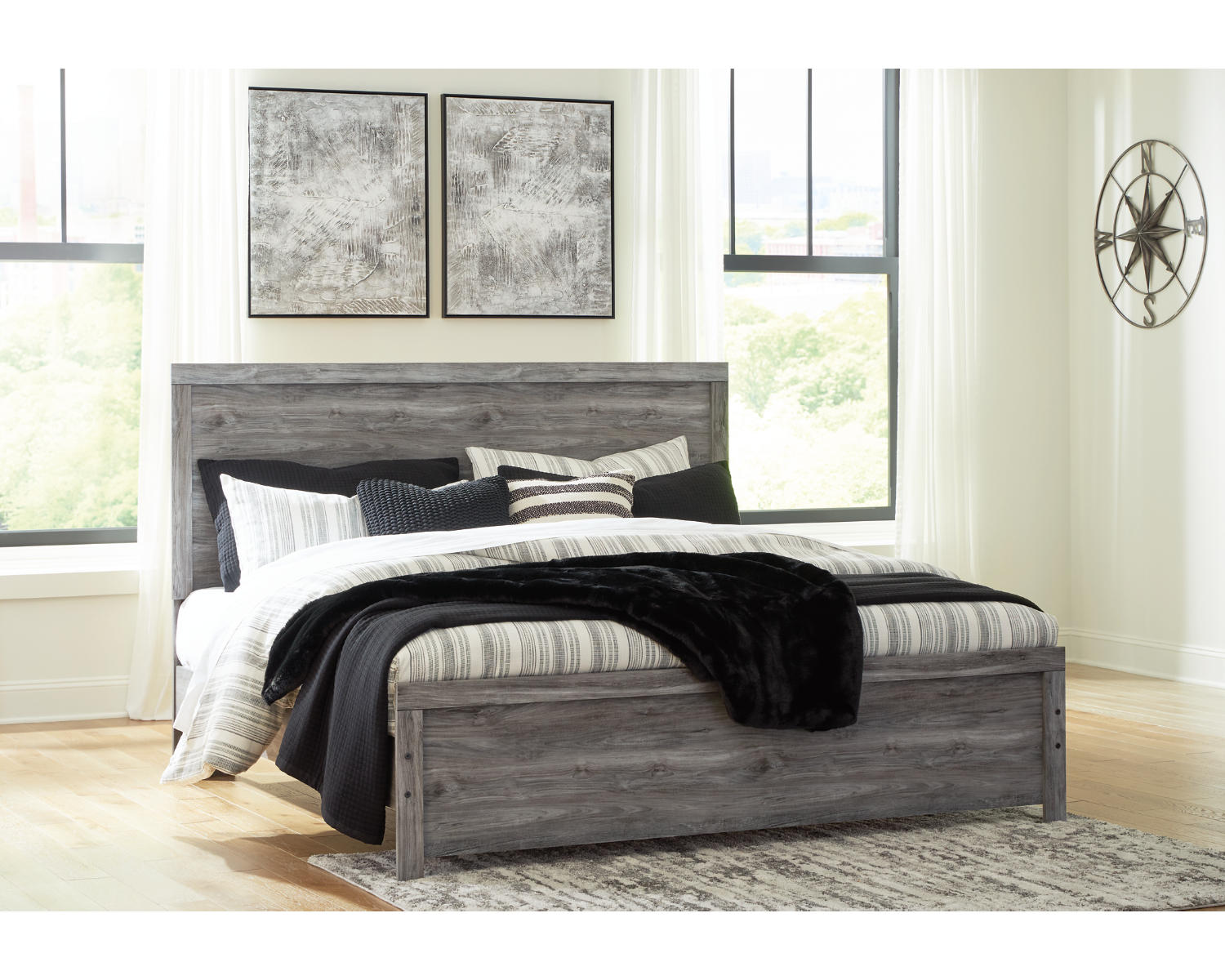 Bronyan King Panel Bed, Dresser, Mirror and Nightstand
