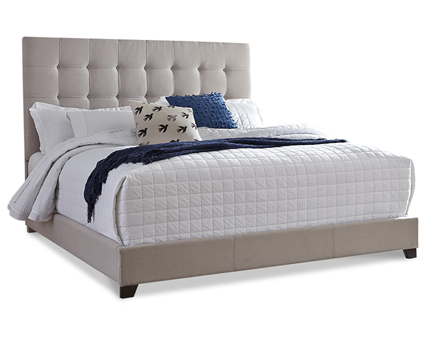 Dolante Queen Upholstered Bed with Chest of Drawers and Nightstand