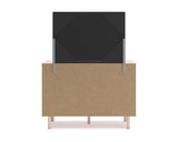 Cama individual tapizada con paneles, tocador y espejo Wistenpine