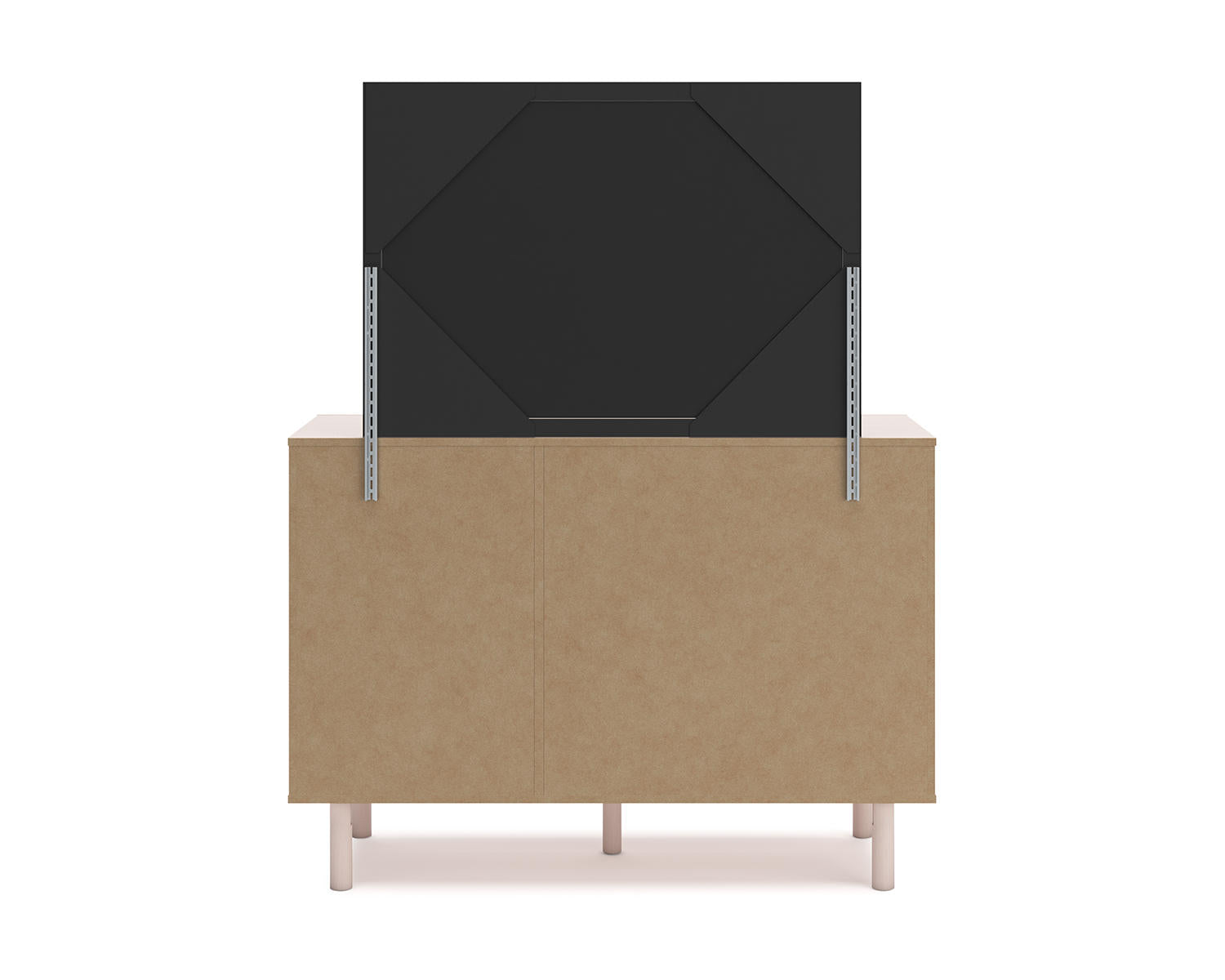 Wistenpine Twin Upholstered Panel Headboard, Dresser and Mirror