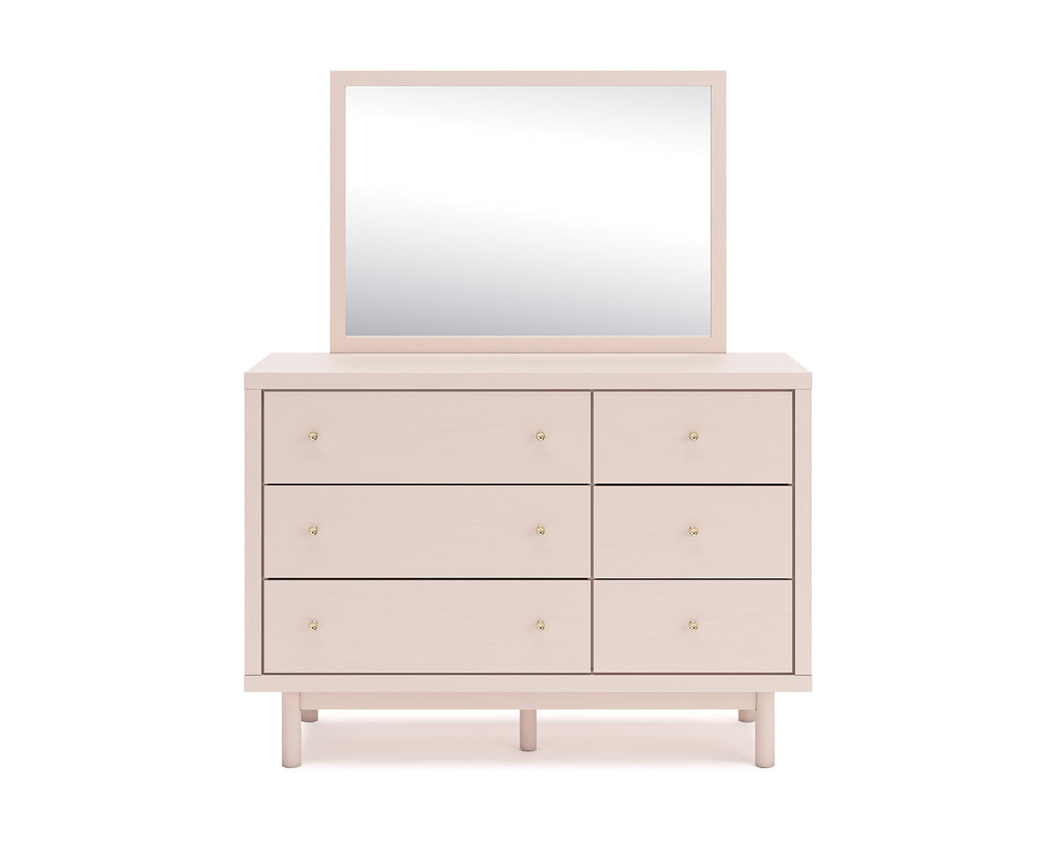 Wistenpine Twin Upholstered Panel Headboard, Dresser and Mirror