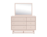 Cama individual tapizada con paneles, tocador y espejo Wistenpine