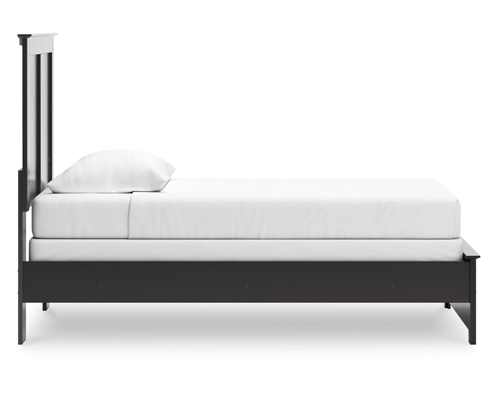 Cama doble con paneles, cómoda y espejo Maribel
