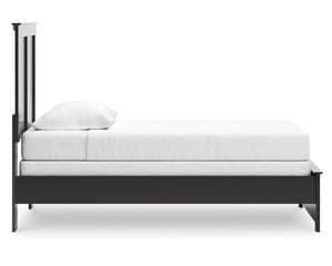 Cama doble con paneles, cómoda y espejo Maribel