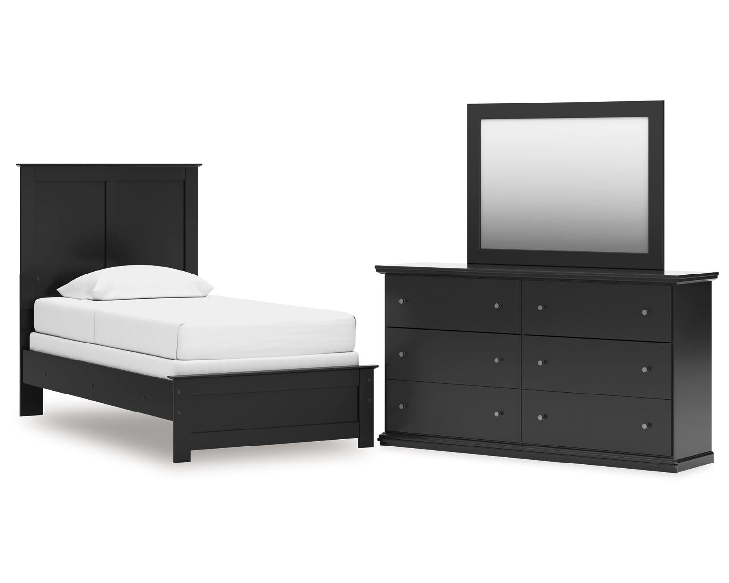 Maribel Twin Panel Bed, Dresser and Mirror