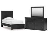 Cama doble con paneles, cómoda y espejo Maribel