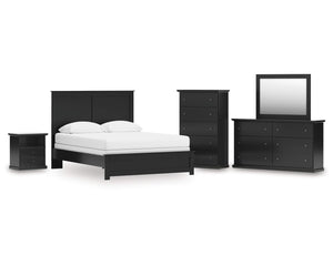 Maribel Queen Panel Bed, Dresser, Mirror, Chest and Nightstand