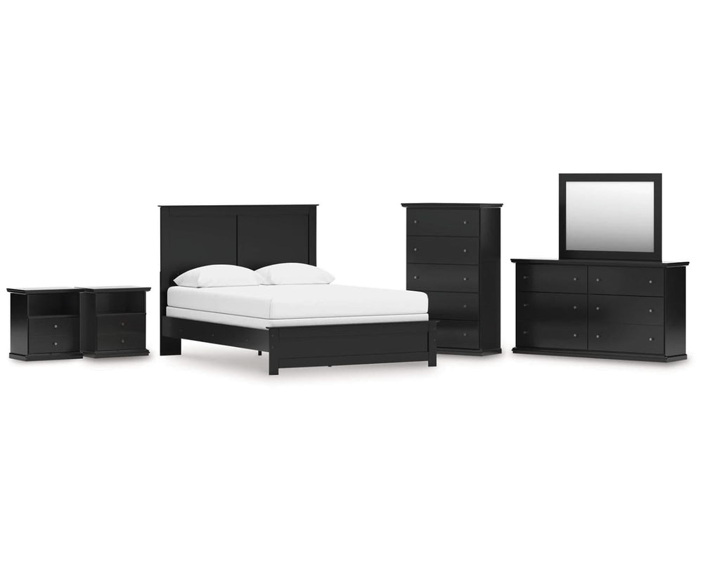 Maribel Queen Panel Bed, Dresser, Mirror, Chest and 2 Nightstands