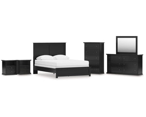 Maribel Queen Panel Bed, Dresser, Mirror, Chest and 2 Nightstands