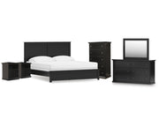 Maribel King Panel Bed, Dresser, Mirror, Chest, and 2 Nightstands