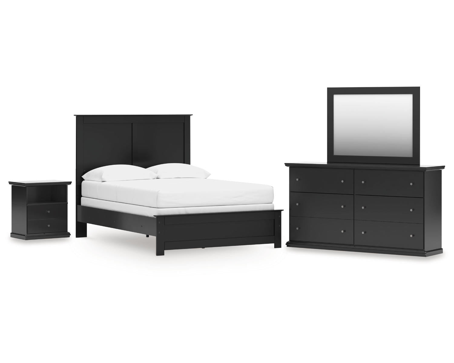 Maribel Full Panel Bed, Dresser, Mirror and Nightstand