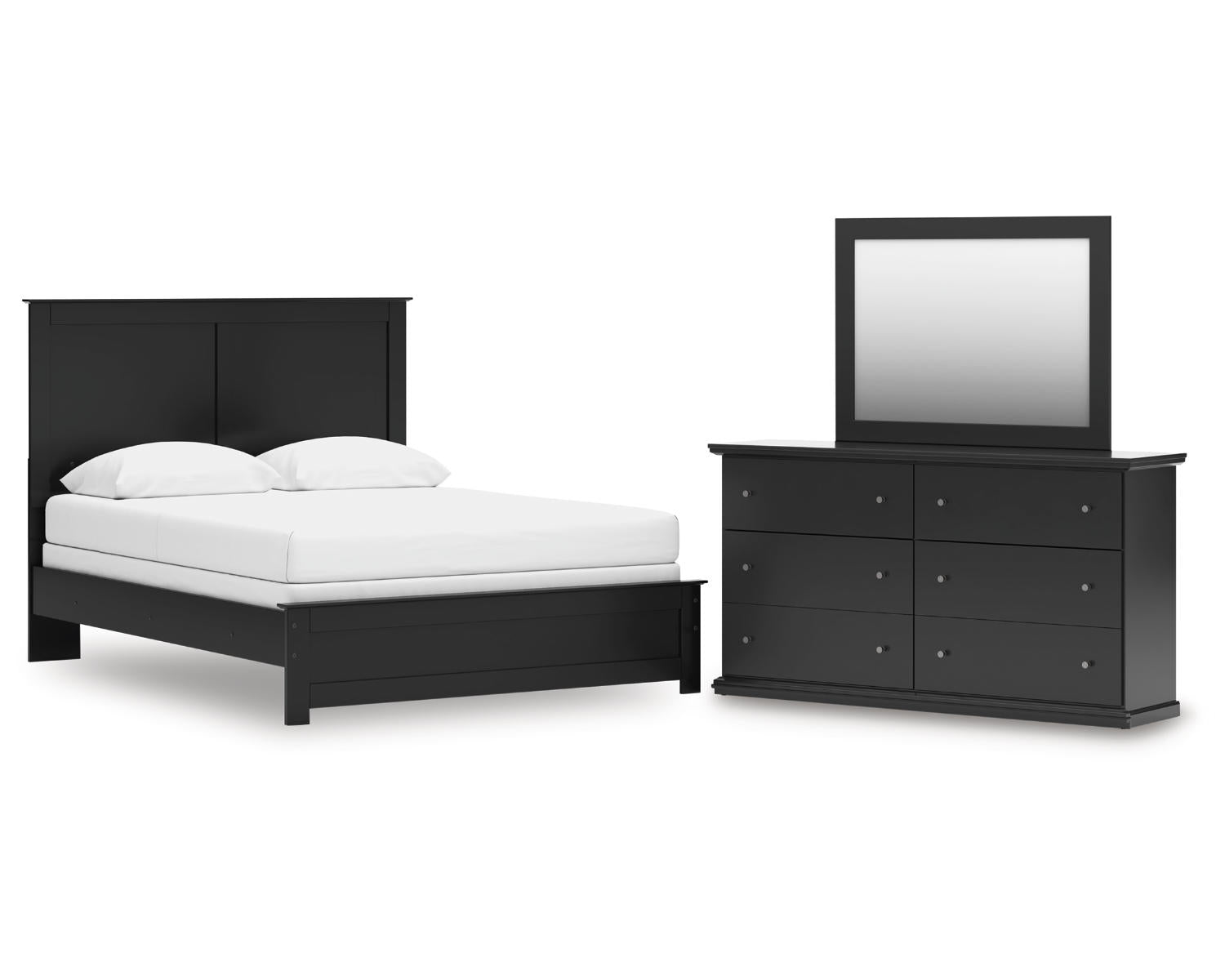 Maribel Queen Panel Bed with Dresser and Mirror