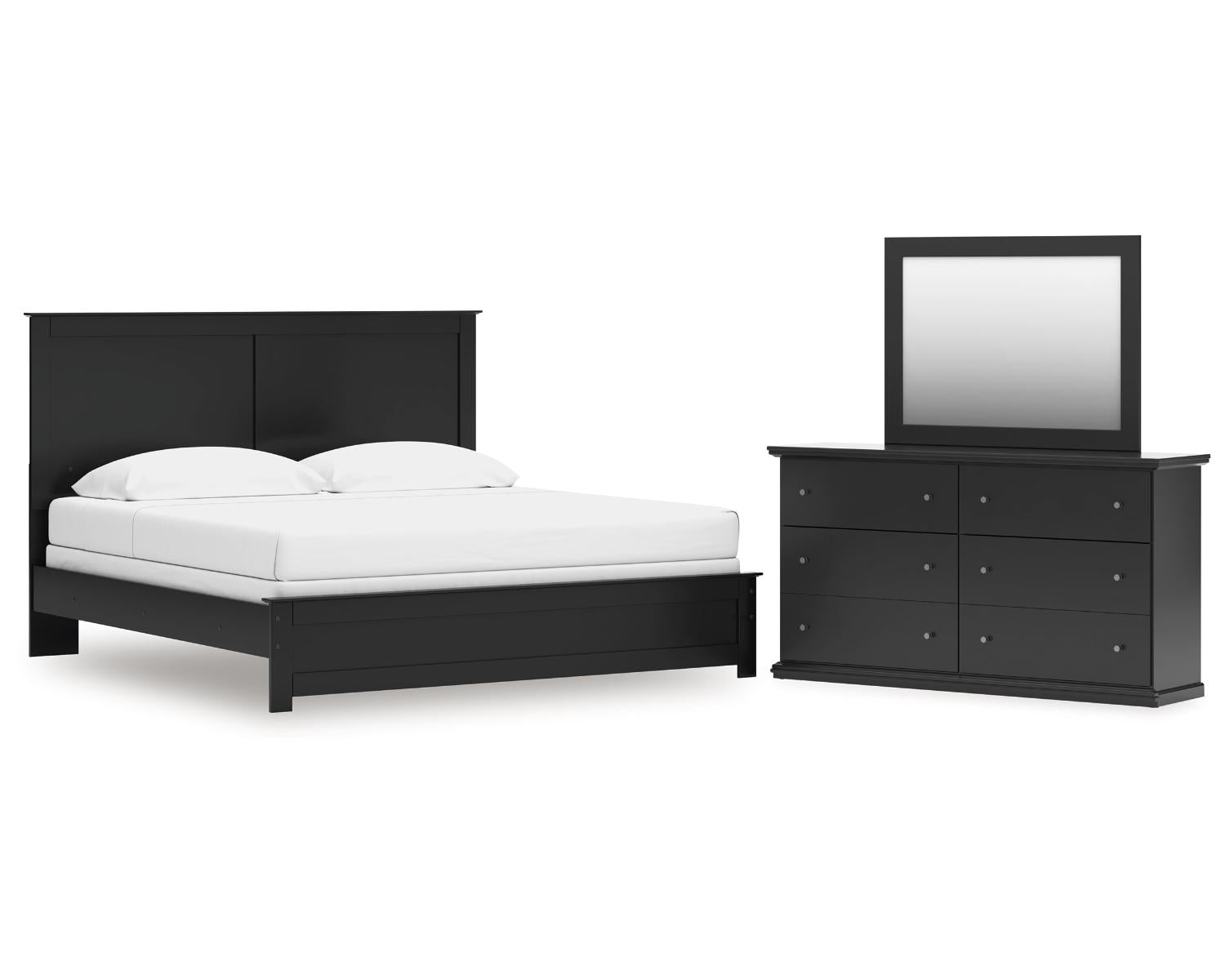 Maribel King Panel Bed with Dresser and Mirror