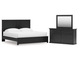 Cama Maribel King con paneles, cómoda y espejo