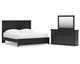 Cama Maribel King con paneles, cómoda y espejo