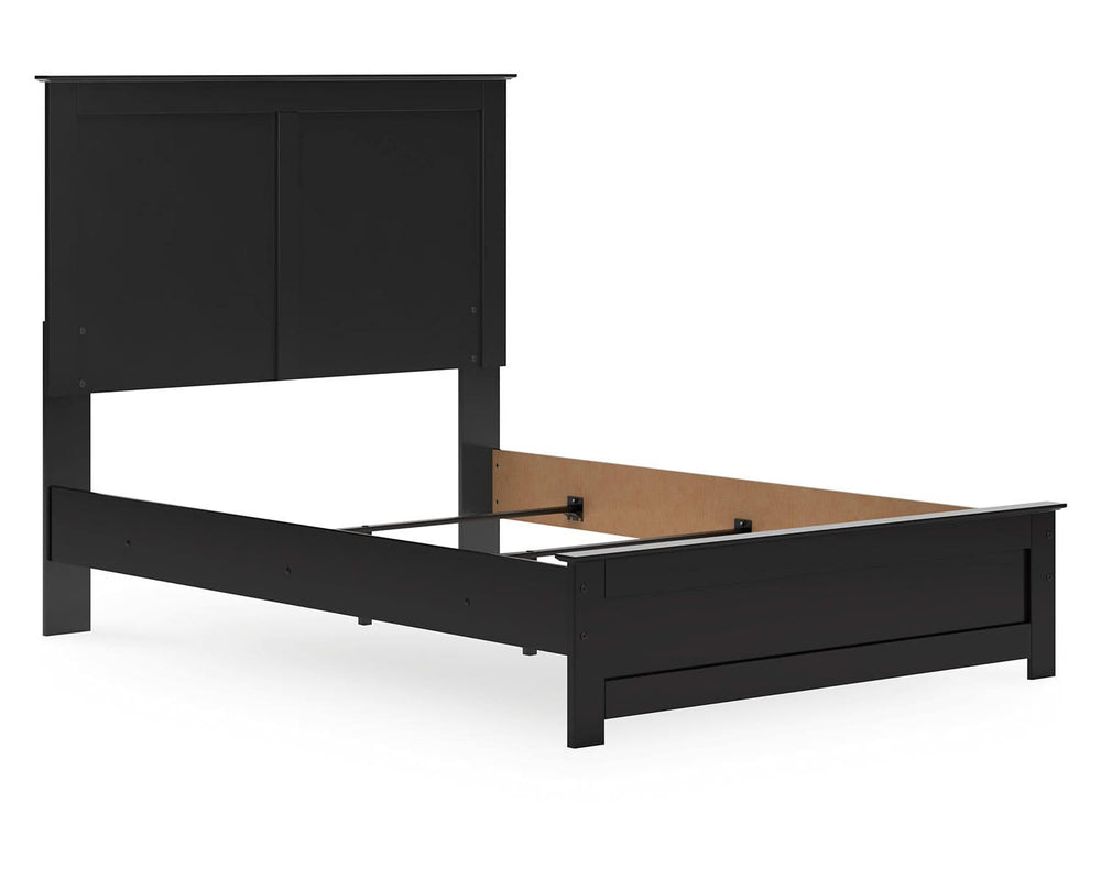 Cama Maribel con paneles completos, cómoda, espejo y mesita de noche