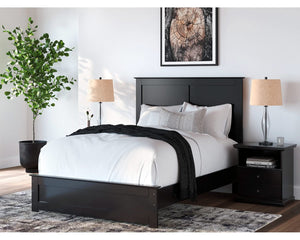 Cama Maribel con paneles completos, cómoda, espejo y mesita de noche