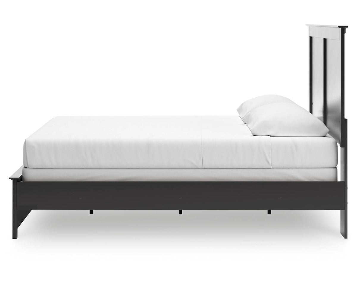Cama Maribel King con paneles, cómoda y espejo