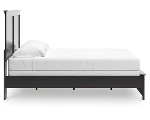 Cama Maribel King con paneles, cómoda y espejo